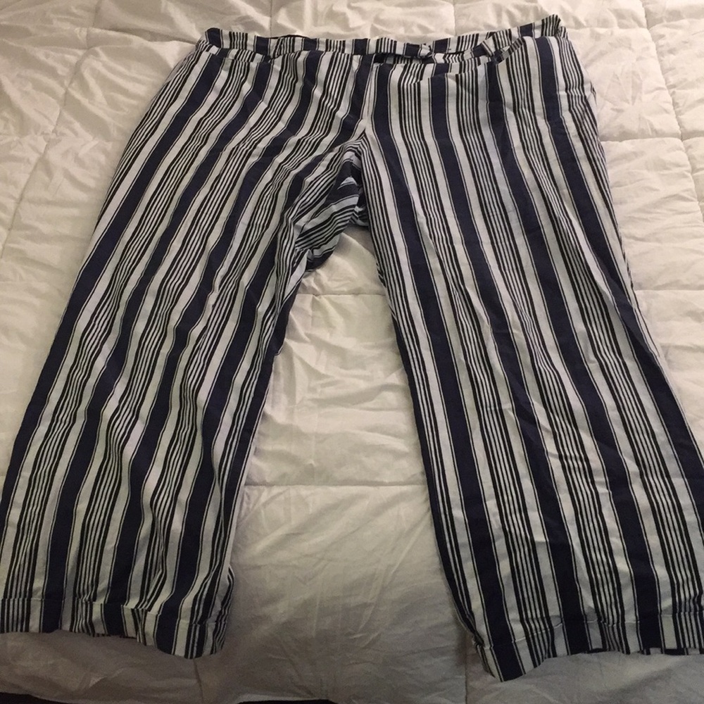 Lane Bryant Navy and White Striped Pant